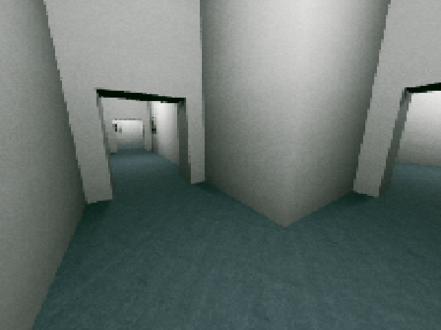 a screenshot of adam hallam memorial office simulator. the player is standing in a hallway.