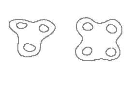an illustration of two pools side by side. the one on the left has three holes, while the one on the right has four.