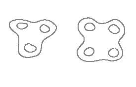 An illustration of two pools side by side. The one on the left has three holes, while the one on the right has four.